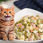 кот и салат оливье